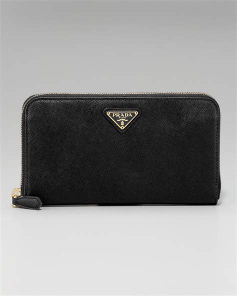 prada saffiano logo wallet|prada zipper wallet.